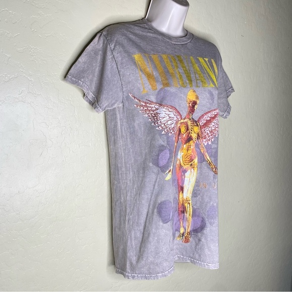 Nirvana In Utero Live ‘93 Tour Y2K Acid Wash Graphic T-Shirt Nwt Size S Small - Picture 4 of 12